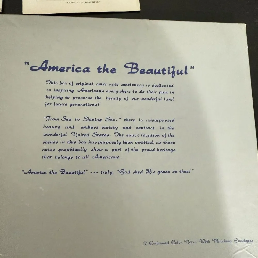 (20) Vintage America The Beautiful Embossed Photo Cards Envelopes Stationary New